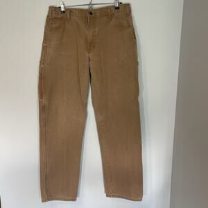 Dickies Pants Men's 36x34 Brown Relaxed Fit Heavyweight Duck Carpenter Utility